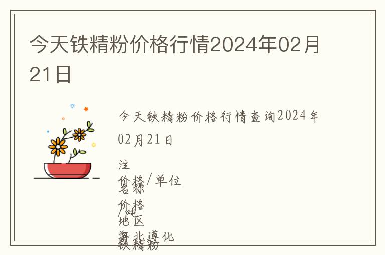今天鐵精粉價格行情2024年02月21日
