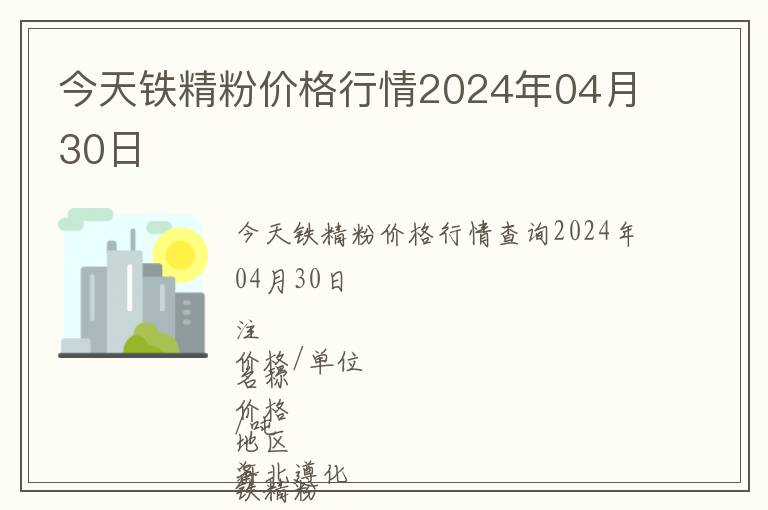 今天鐵精粉價格行情2024年04月30日