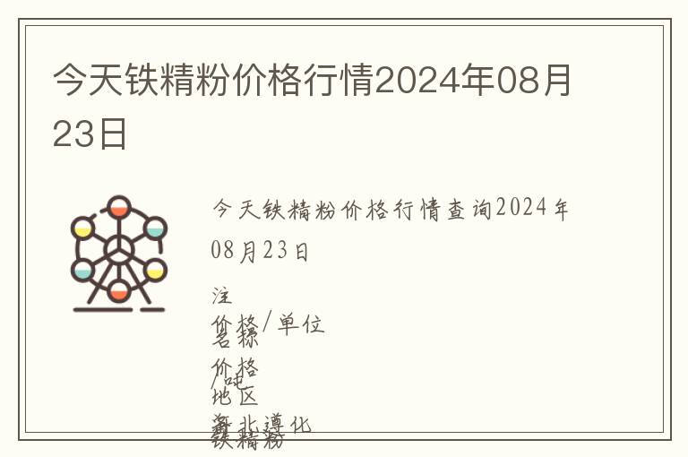 今天鐵精粉價格行情2024年08月23日