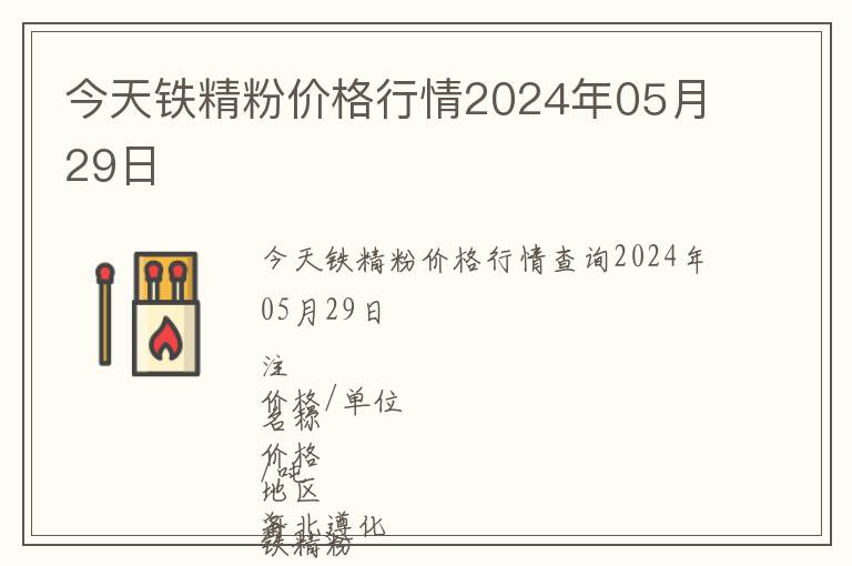 今天鐵精粉價格行情2024年05月29日