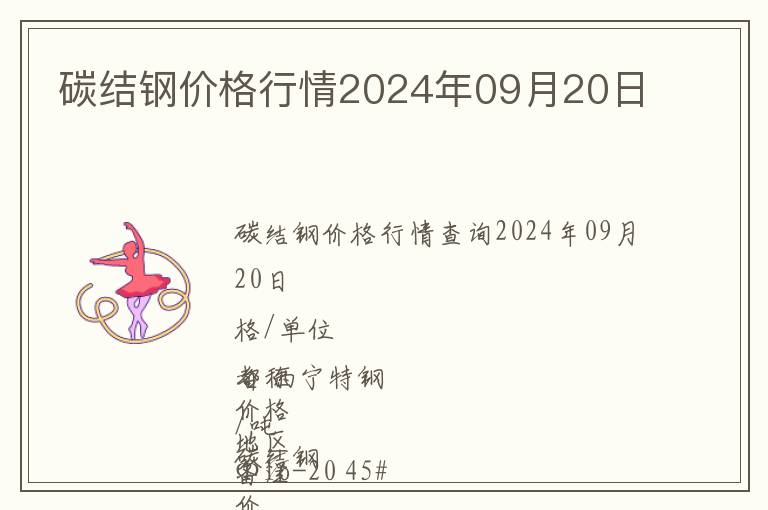 碳結(jié)鋼價(jià)格行情2024年09月20日