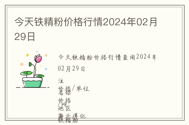 今天鐵精粉價格行情2024年02月29日