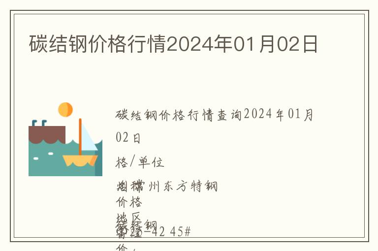 碳結鋼價格行情2024年01月02日