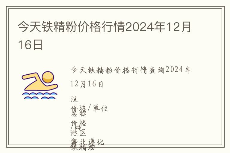 今天鐵精粉價格行情2024年12月16日