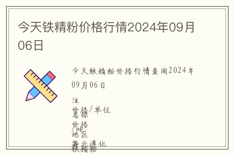 今天鐵精粉價格行情2024年09月06日