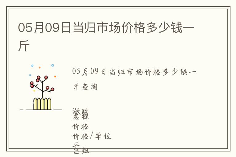 05月09日當(dāng)歸市場價(jià)格多少錢一斤