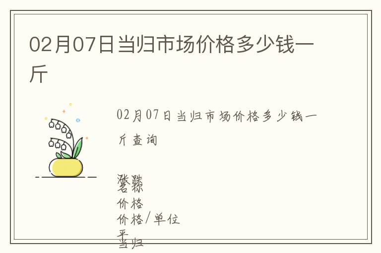 02月07日當歸市場價格多少錢一斤
