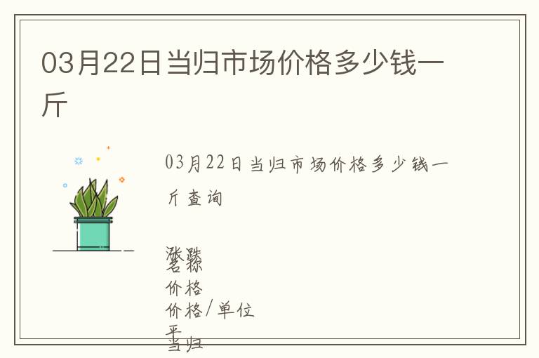 03月22日當(dāng)歸市場價(jià)格多少錢一斤
