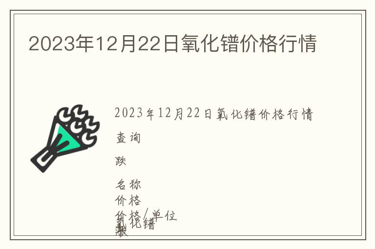 2023年12月22日氧化鐠價格行情