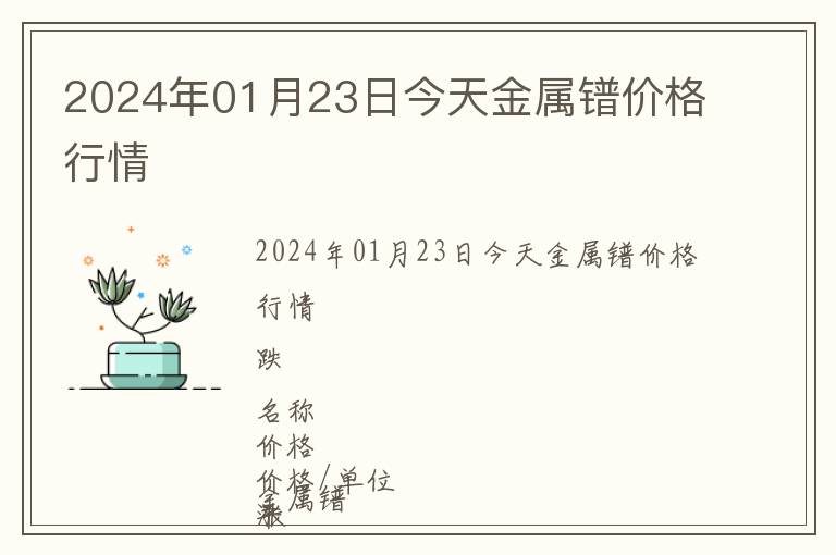2024年01月23日今天金屬鐠價格行情