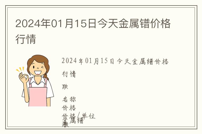 2024年01月15日今天金屬鐠價格行情
