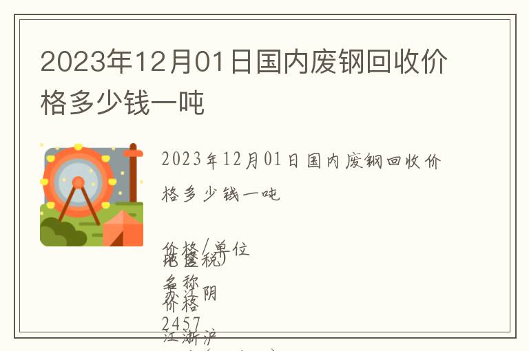 2023年12月01日國內廢鋼回收價格多少錢一噸