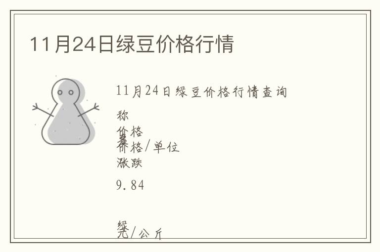 11月24日綠豆價格行情