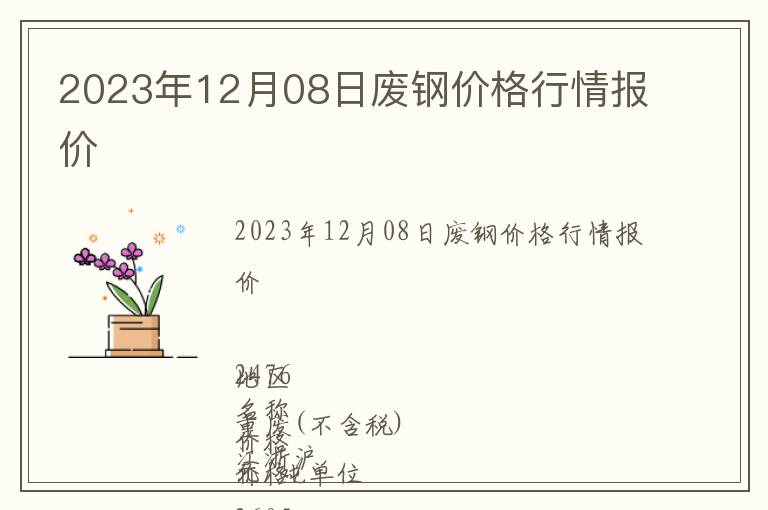2023年12月08日廢鋼價格行情報價
