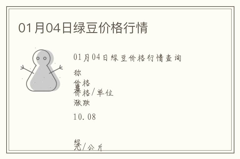 01月04日綠豆價格行情