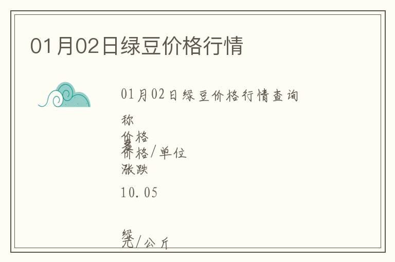 01月02日綠豆價格行情