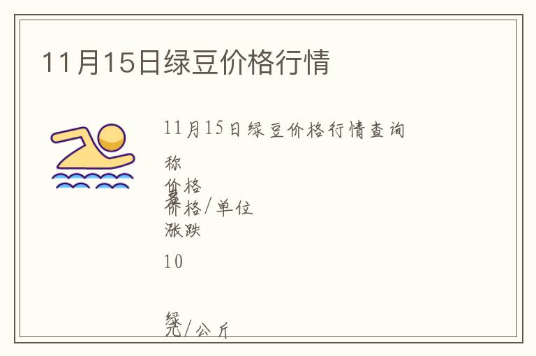 11月15日綠豆價格行情