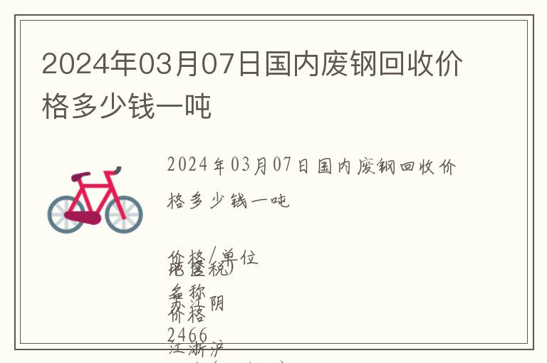 2024年03月07日國內廢鋼回收價格多少錢一噸