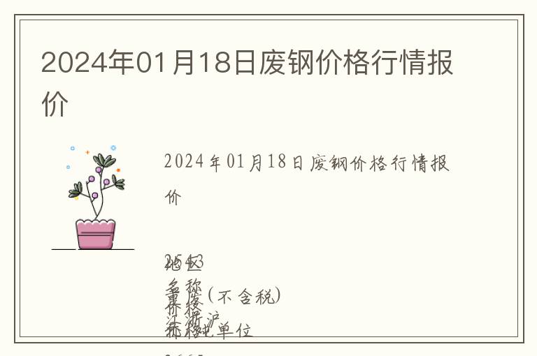 2024年01月18日廢鋼價(jià)格行情報(bào)價(jià)