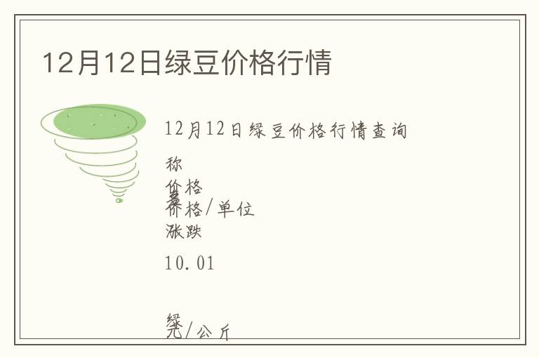 12月12日綠豆價格行情