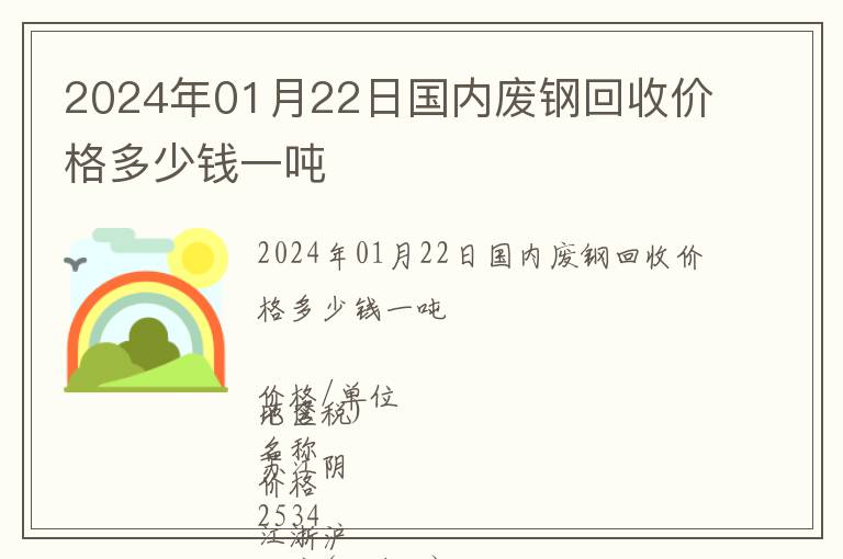 2024年01月22日國內(nèi)廢鋼回收價格多少錢一噸