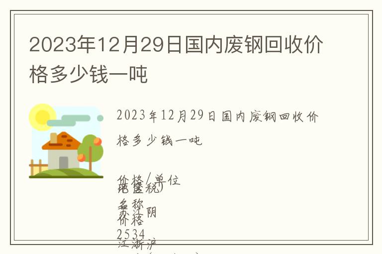 2023年12月29日國內廢鋼回收價格多少錢一噸