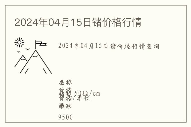 2024年04月15日鍺價(jià)格行情