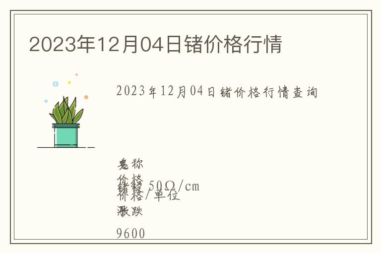 2023年12月04日鍺價格行情