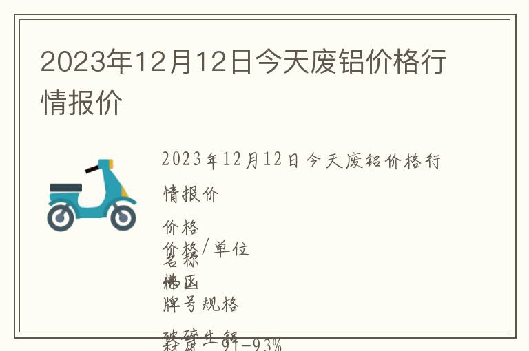 2023年12月12日今天廢鋁價格行情報價