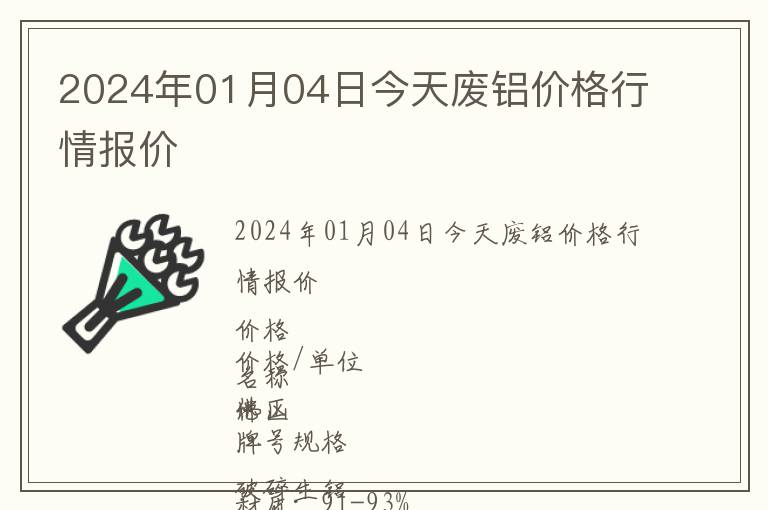 2024年01月04日今天廢鋁價(jià)格行情報(bào)價(jià)