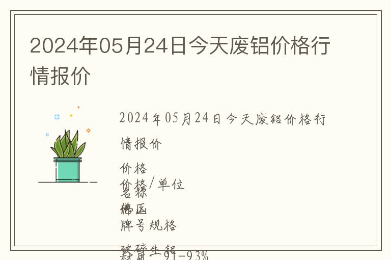 2024年05月24日今天廢鋁價格行情報價