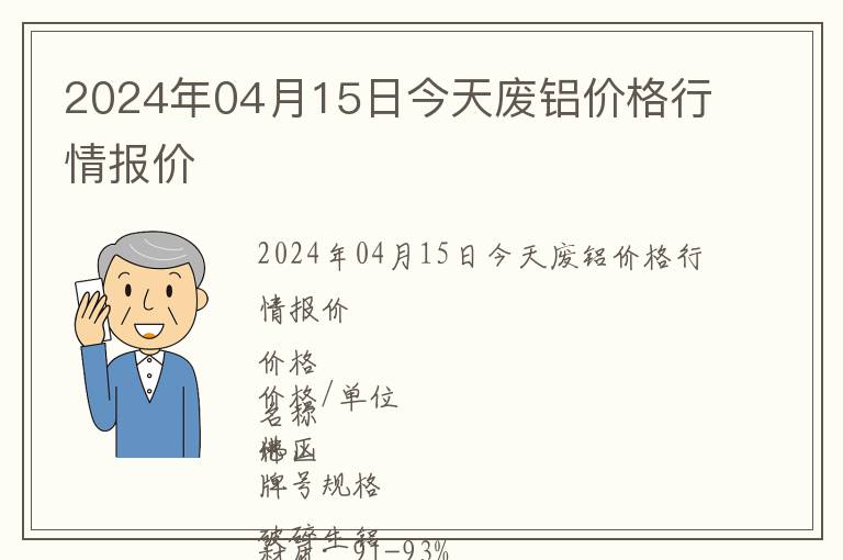 2024年04月15日今天廢鋁價格行情報價
