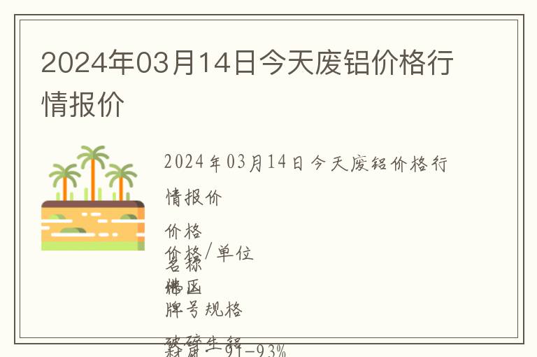 2024年03月14日今天廢鋁價格行情報價