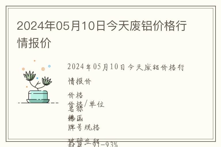2024年05月10日今天廢鋁價格行情報價