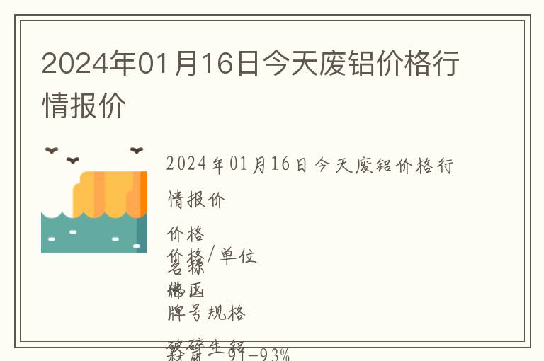2024年01月16日今天廢鋁價格行情報價