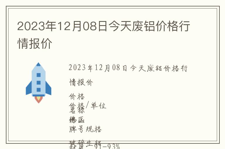2023年12月08日今天廢鋁價格行情報價