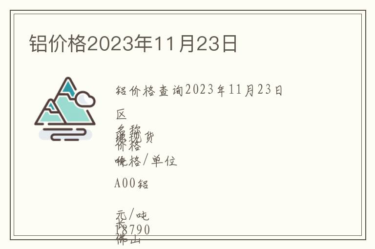 鋁價格2023年11月23日