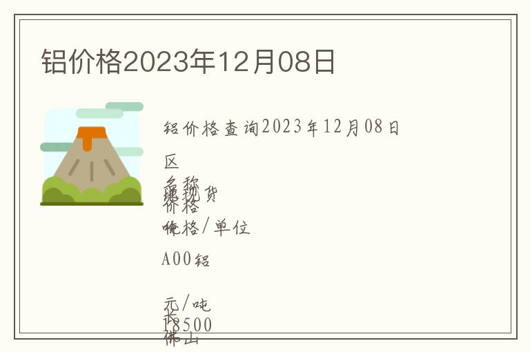鋁價格2023年12月08日