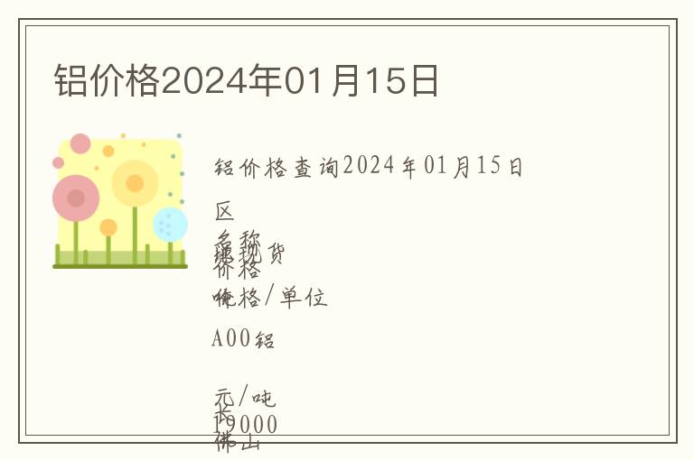 鋁價格2024年01月15日
