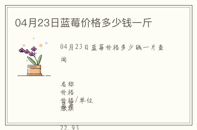 04月23日藍(lán)莓價(jià)格多少錢一斤