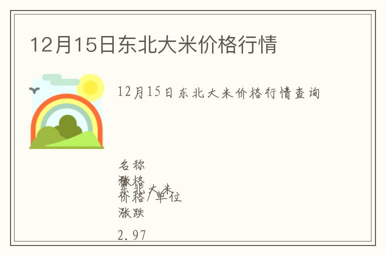 12月15日東北大米價格行情