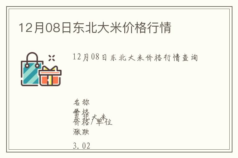 12月08日東北大米價(jià)格行情