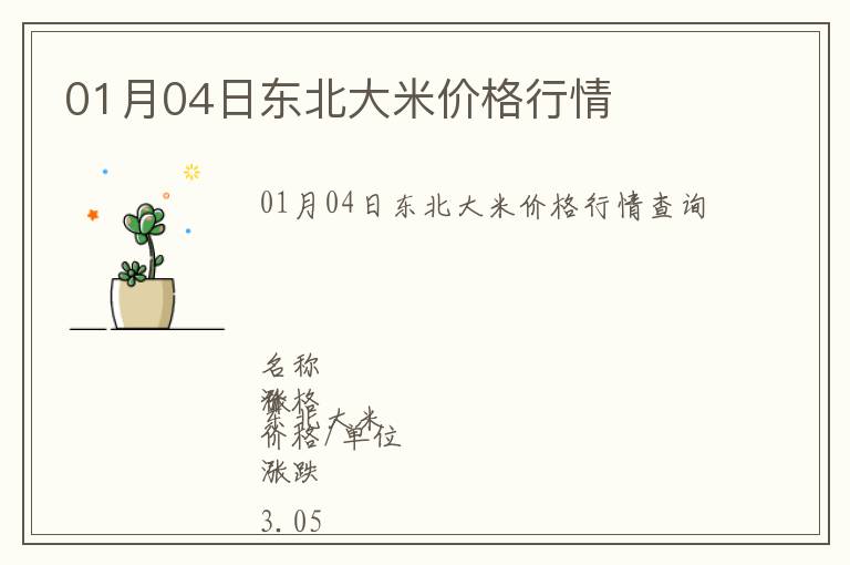 01月04日東北大米價(jià)格行情