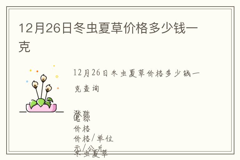 12月26日冬蟲夏草價(jià)格多少錢一克