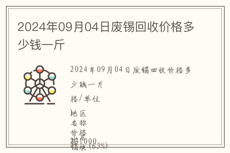 2024年09月04日廢錫回收價格多少錢一斤