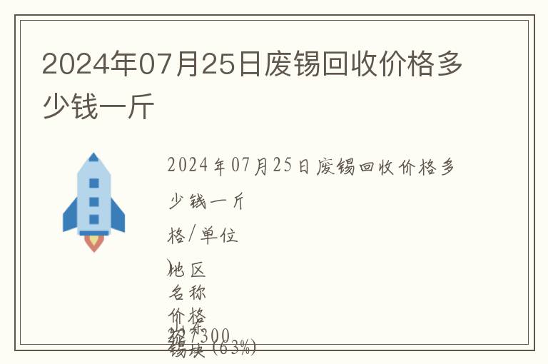 2024年07月25日廢錫回收價格多少錢一斤