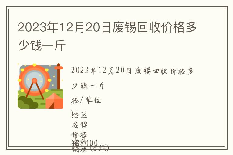 2023年12月20日廢錫回收價格多少錢一斤
