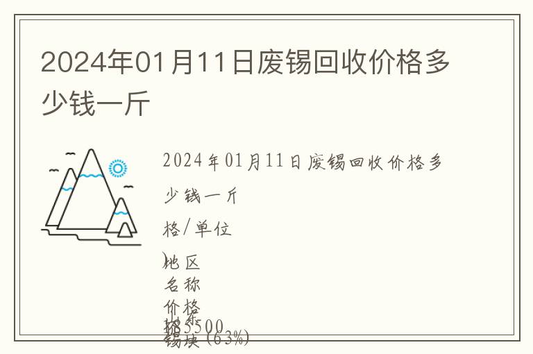 2024年01月11日廢錫回收價格多少錢一斤