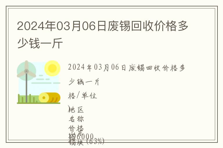 2024年03月06日廢錫回收價(jià)格多少錢一斤
