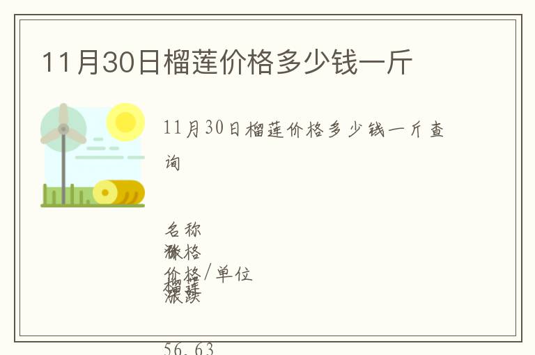 11月30日榴蓮價格多少錢一斤